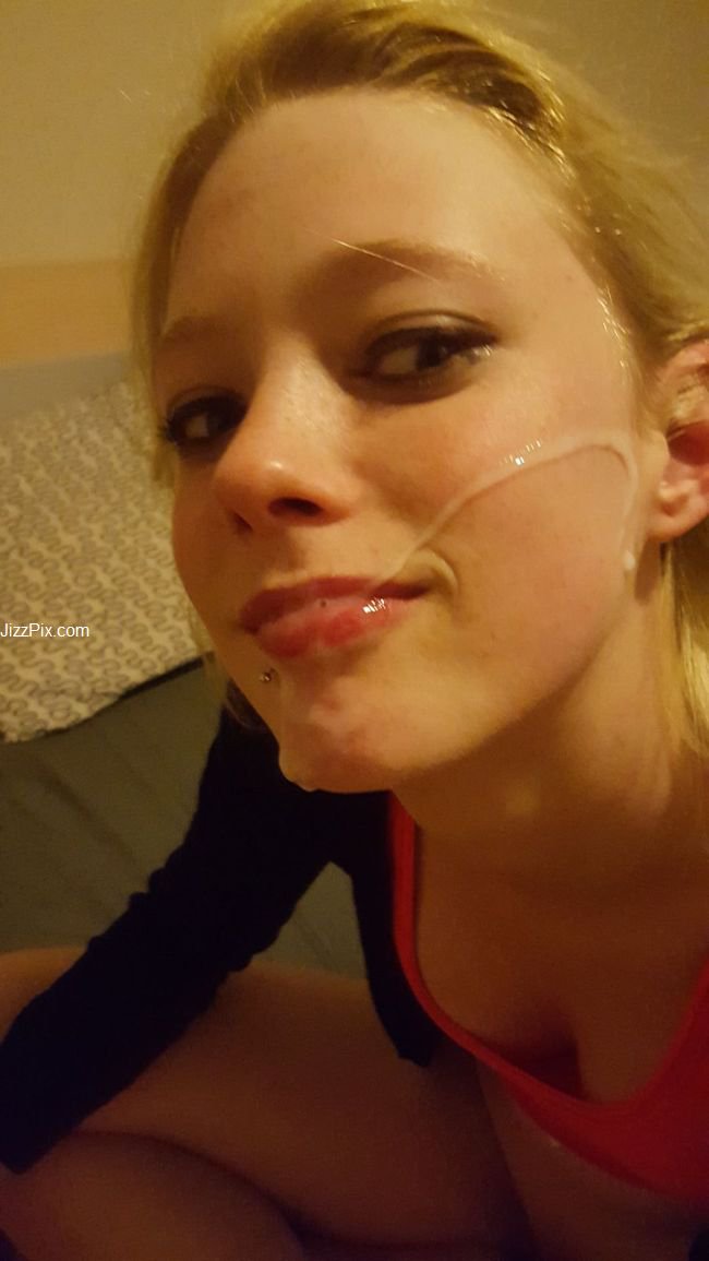 POV-hot blonde virgin college girlfriend bj and she finishes with a big facial taking selfies